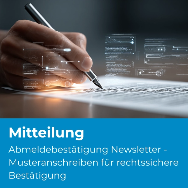 Abmeldebestätigung Newsletter - Musteranschreiben für rechtssichere Bestätigung (D61) - Produktbild
