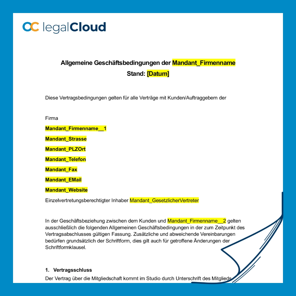 AGB Fitnessstudio - Mitgliedschaft & Kündigung (Muster) – Bild 2