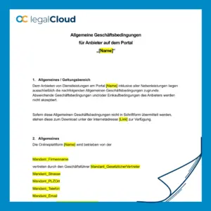 AGB für Anbieter auf Onlineplattformen - AGB-Vorlage für Dienstleister - Vorschau