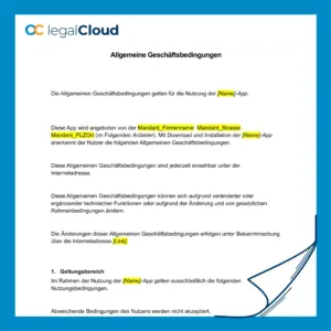AGB für App-Nutzung - rechtssichere AGB-Vorlage für iOS- und Android-Apps - Vorschau