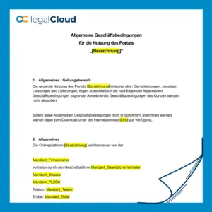 AGB für Kunden auf Onlineplattformen - Vorlage für Endkunden (Verbraucher oder Geschäftskunden) - Vorschau