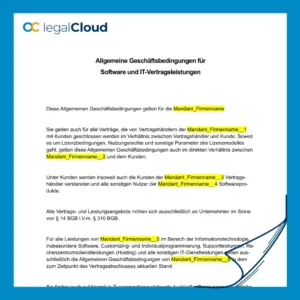 AGB Software und IT-Vertragsleistungen - Muster für Allgemeine Geschäftsbedingungen IT-Verträge (93) - Vorschau