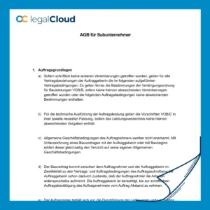 AGB Subunternehmer - Bauleistungen und Auftragsbedingungen - Vorschau