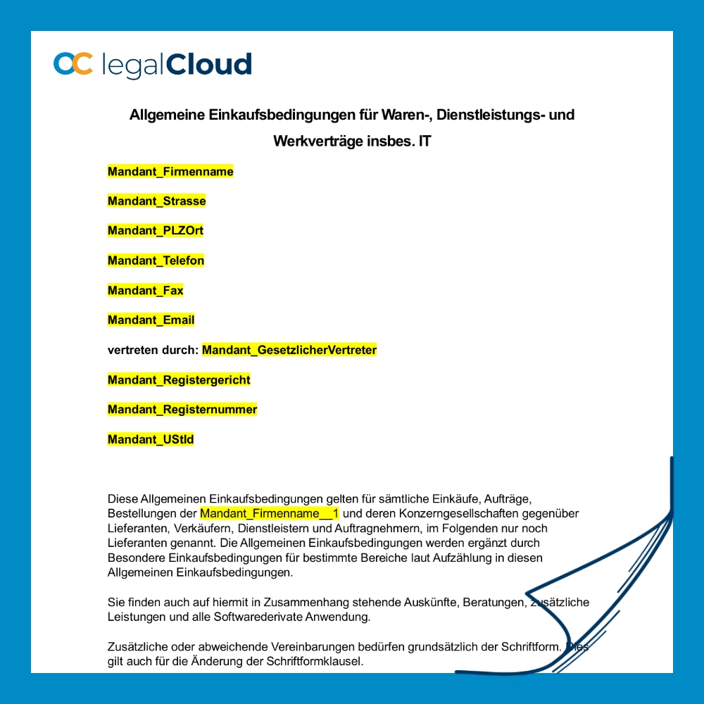 Allgemeine Einkaufsbedingungen für Waren & Dienstleistungen - inkl. umfassender IT-Regelungen – Bild 2