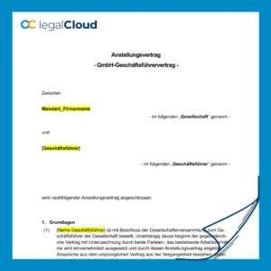 Anstellungsvertrag GmbH - Geschäftsführervertrag Vorlage rechtssicher (109) - Vorschau