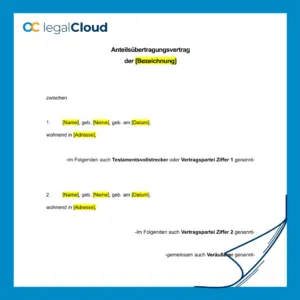 Anteilsübertragungsvertrag - Vorlage für Übertragung von GbR-Gesellschaftsanteilen - Vorschau