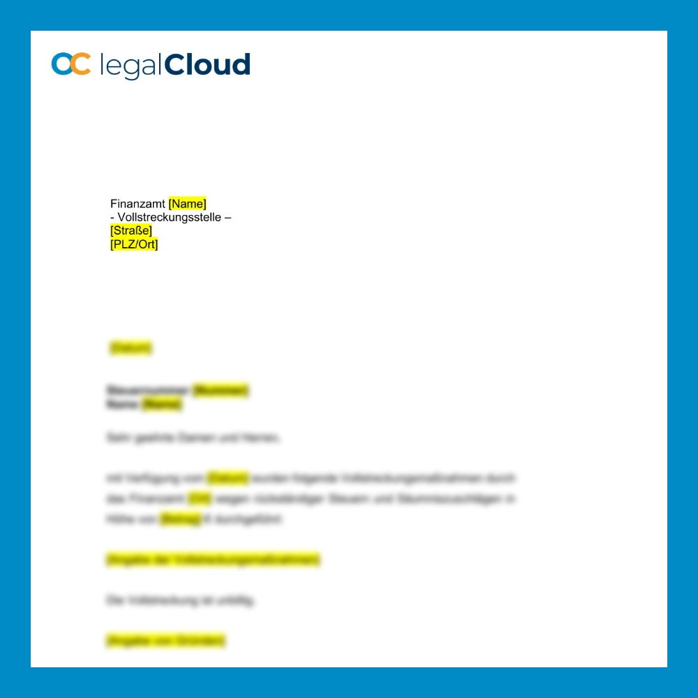 Antrag auf Unterbrechung der Vollstreckung - Muster für Finanzamt - Vorschau