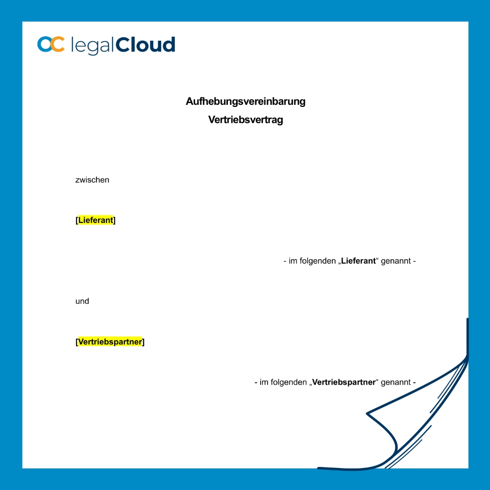 Aufhebungsvereinbarung Vertriebsvertrag Muster rechtssicher (182) - Vorschau