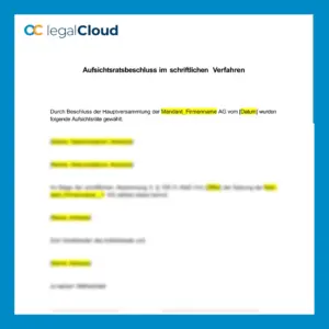 Aufsichtsratsbeschluss schriftliches Verfahren - rechtssichere Vorlage AktG (177) - Vorschau