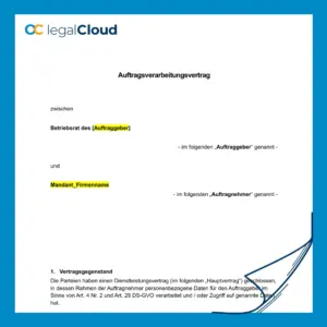 Auftragsverarbeitungsvertrag Betriebsrat Auftraggeber nach Art 28 DSGVO (D72) - Vorschau