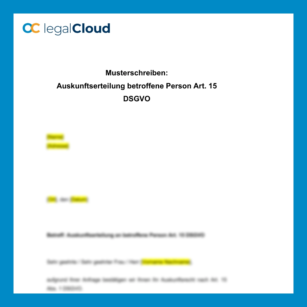 Auskunftsschreiben Art. 15 DSGVO - Negativauskunft an betroffene Person (D62) - Vorschau
