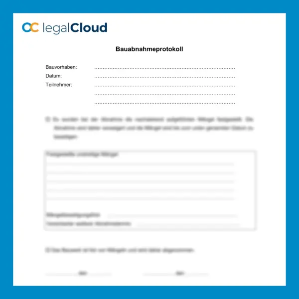 Bauabnahmeprotokoll - Vorschau