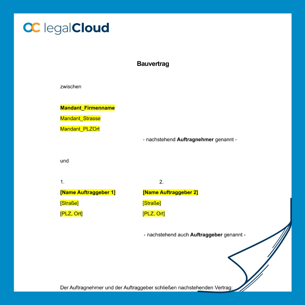 Bauvertrag - Muster für schlüsselfertiges Massivhaus mit Leistungsbeschreibung und Zahlungsplan - Vorschau