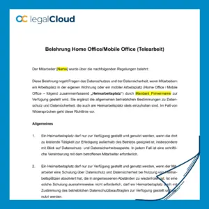 Belehrung Home Office - Datenschutz und Sicherheit am Heimarbeitsplatz (D15) - Vorschau
