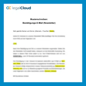 Bestätigungsschreiben Newsletter - DSGVO-konformes Musterschreiben für Anmeldung und Widerruf (D60) - Vorschau