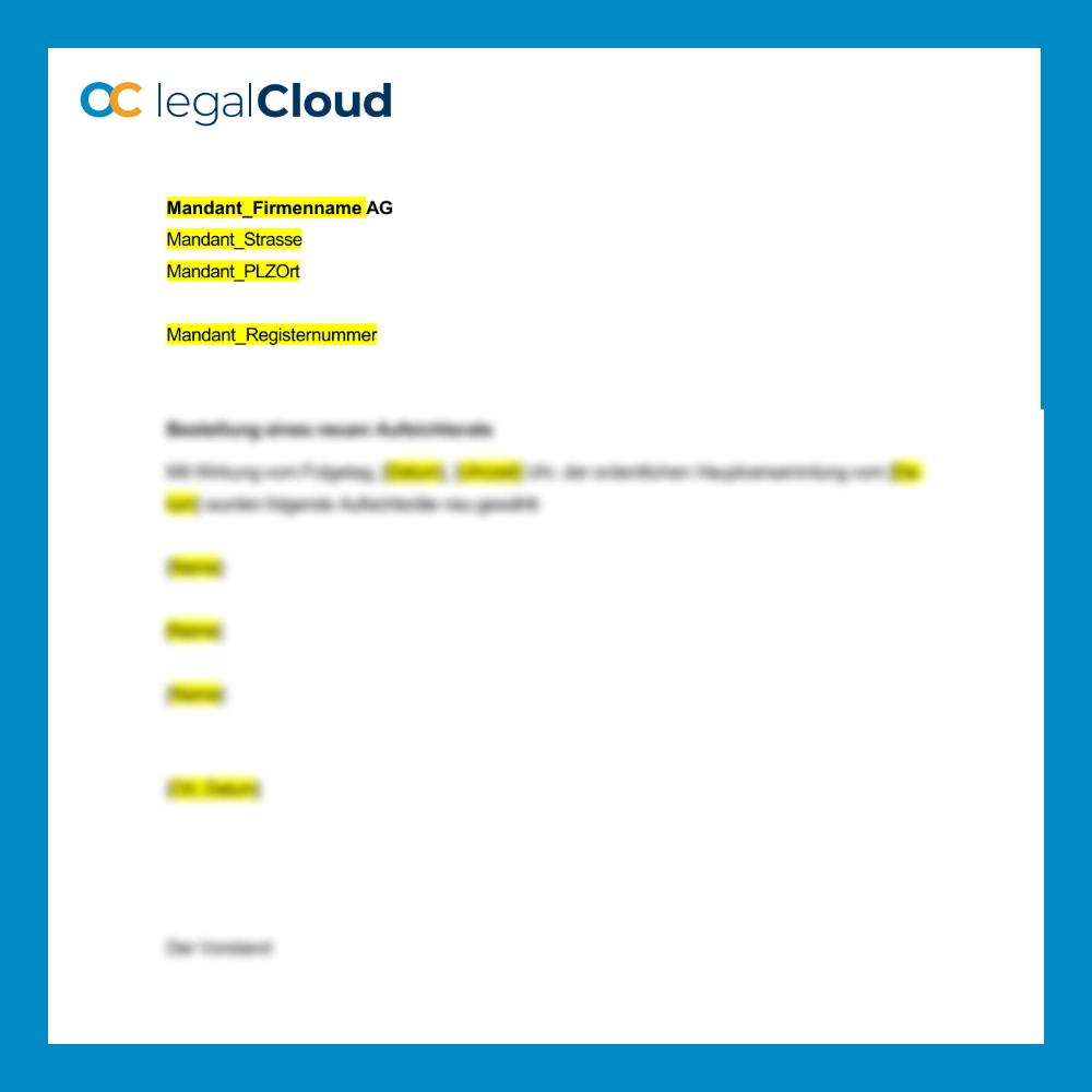 Bestellung neuer Aufsichtsrat - rechtssichere Vorlage AG (174) - Vorschau