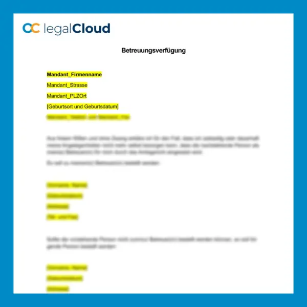 Betreuungsverfügung - rechtssicheres Formular zum Download - Vorschau