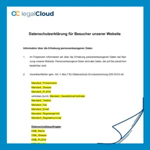 Datenschutzerklärung Website - Muster für DSGVO-konforme Online-Auftritte (D40) - Vorschau