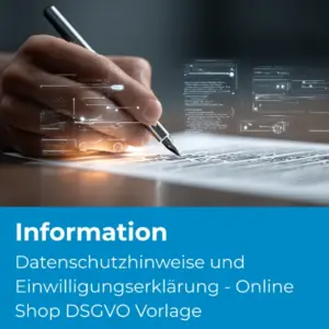 Datenschutzhinweise und Einwilligungserklärung - Online Shop DSGVO Vorlage (D54) - Produktbild