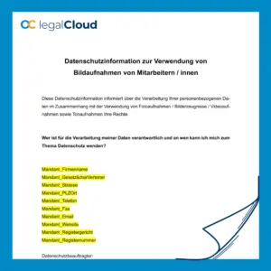 Datenschutzinformationen zur Verwendung von Bildaufnahmen von Mitarbeitern (D7) - Vorschau