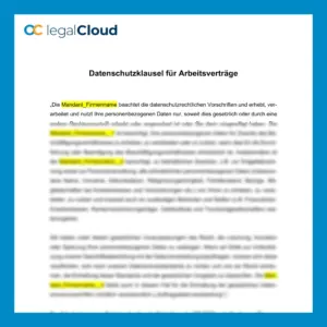 Datenschutzklausel Arbeitsvertrag datenschutzrechtliche Vereinbarung (D10 - Vorschau