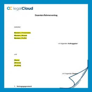 Dozenten-Rahmenvertrag mit Leistungsschein - Vorlage für Vorträge, Schulungen und Workshops - Vorschau
