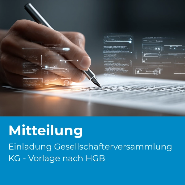 Einladung Gesellschafterversammlung KG - Vorlage nach HGB - Produktbild