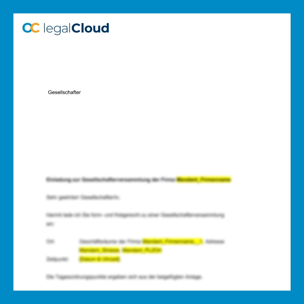 Einladung Gesellschafterversammlung KG - Vorlage nach HGB - Vorschau