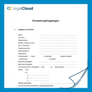 Einstellungsfragebogen für Arbeitnehmer - rechtssichere Vorlage für Personalabteilungen - Vorschau