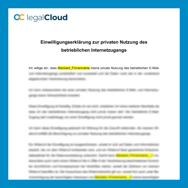 Einwilligungserklaerung zur privaten Nutzung des betrieblichen Internetzugangs (2) - Vorschau