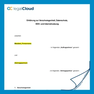 Erklärung Verschwiegenheit Datenschutz EDV Internetnutzung Vertrag (D6) - Vorschau