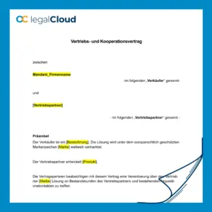 Exklusiver Vertriebskooperationsvertrag für Akquise, Marketing und Markenrechte - Vorschau