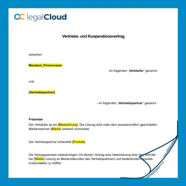 Exklusiver Vertriebskooperationsvertrag für Akquise, Marketing und Markenrechte - Vorschau
