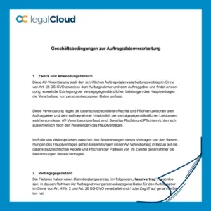Geschäftsbedingungen zur Auftragsdatenverarbeitung - DSGVO konformer Vertrag (D33) - Vorschau