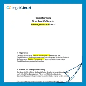 Geschäftsordnung Geschäftsführer GmbH - Muster für Geschäftsführer nach GmbHG - Vorschau