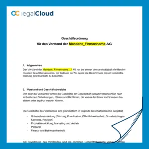Geschäftsordnung Vorstand AG - rechtssicheres Muster für Aktiengesellschaft (155) - Vorschau