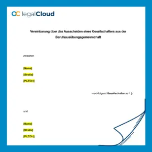 Gesellschafteraustritt Berufsausübungsgemeinschaft BAG - Vorlage Vereinbarung Ausscheiden Gesellschafter - Vorschau
