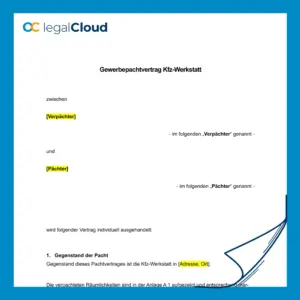 Gewerbepachtvertrag Kfz-Werkstatt - Muster für Gewerbeflächen und Inventar (62) - Vorschau