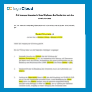 Gründungsprüfbericht AG - Muster nach Aktiengesetz für Vorstand und Aufsichtsrat - Vorschau