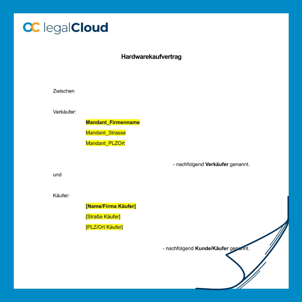 Hardwarekaufvertrag mit Lieferung, Installation & Einweisung – Mustervertrag für IT-Systeme – Bild 2