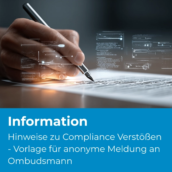 Hinweise zu Compliance Verstößen - Vorlage für anonyme Meldung an Ombudsmann (D79) - Produktbild