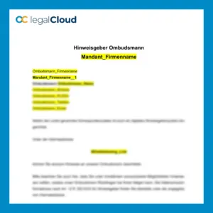 Hinweise zu Compliance Verstößen - Vorlage für anonyme Meldung an Ombudsmann (D79) - Vorschau