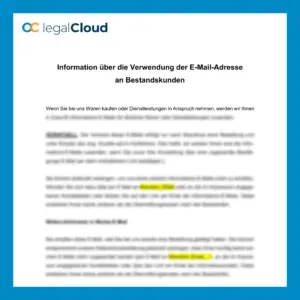 Information über Verwendung der E-Mail Adresse an Bestandskunden - Rechtssichere Nutzung nach UWG (D52) - Vorschau