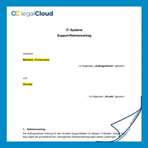 IT-Systeme Support-Rahmenvertrag - Vorlage für Supportleistungen an IT-Systemen (9) - Vorschau