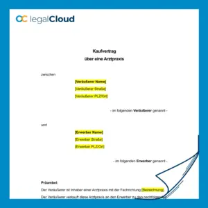 Kaufvertrag für Arztpraxis - Vorlage für den Verkauf einer Praxis mit Patientenstamm und Einrichtung - Vorschau