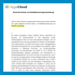 Know-How Schutz- und Qualitätssicherungsvereinbarung Muster deutsch - Vorschau