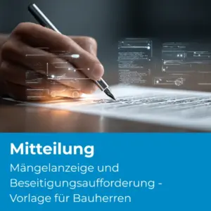 Mängelanzeige und Beseitigungsaufforderung - Vorlage für Bauherren zur Mängelbeseitigung am Bau - Produktbild