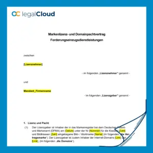 Markenlizenz- und Domainpachtvertrag - Mustervertrag für Forderungseinzugsdienstleistungen in Europa (101) - Vorschau