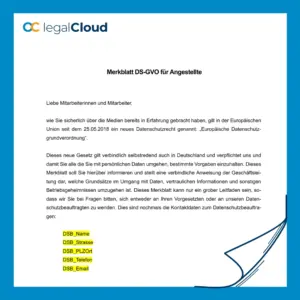 Merkblatt Datenschutz und IT-Nutzung - Verbindliche Mitarbeiteranweisung (D45) - Vorschau