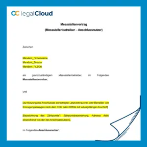 Messstellenvertrag - Mustervertrag für Stromzählerbetrieb gemäß Messstellenbetriebsgesetz (MsbG) - Vorschau